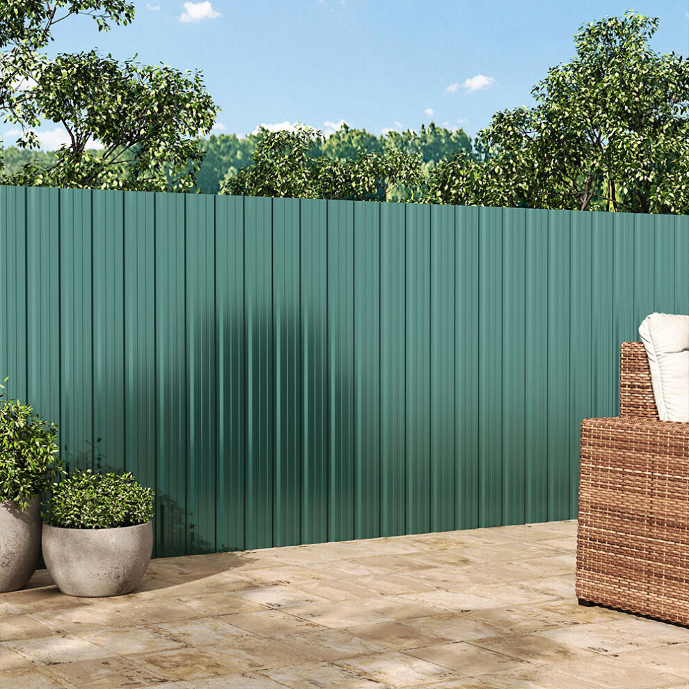 (Dark Green) Set of 12 Steel Corrugated Panels for Roofing, Carports, Tool Sheds, Wall Cladding