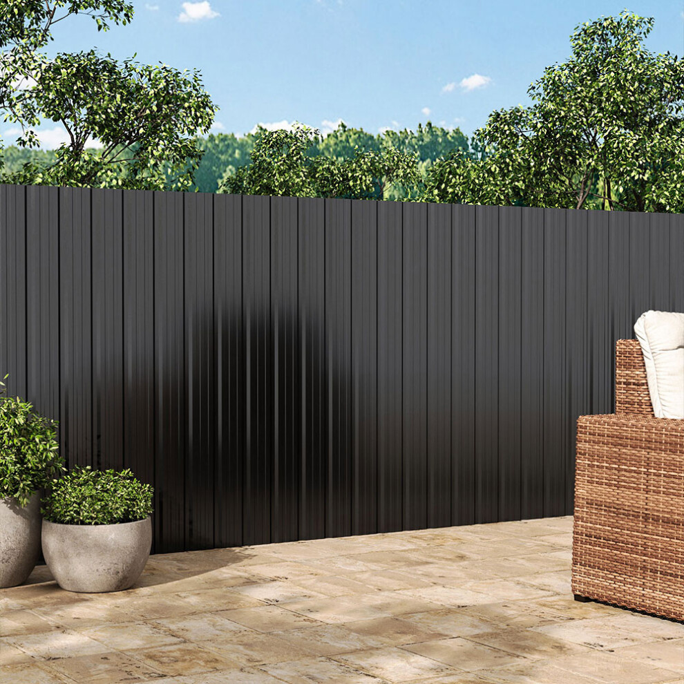 (Charcoal Black) Set of 12 Steel Corrugated Panels for Roofing, Carports, Tool Sheds, Wall Cladding