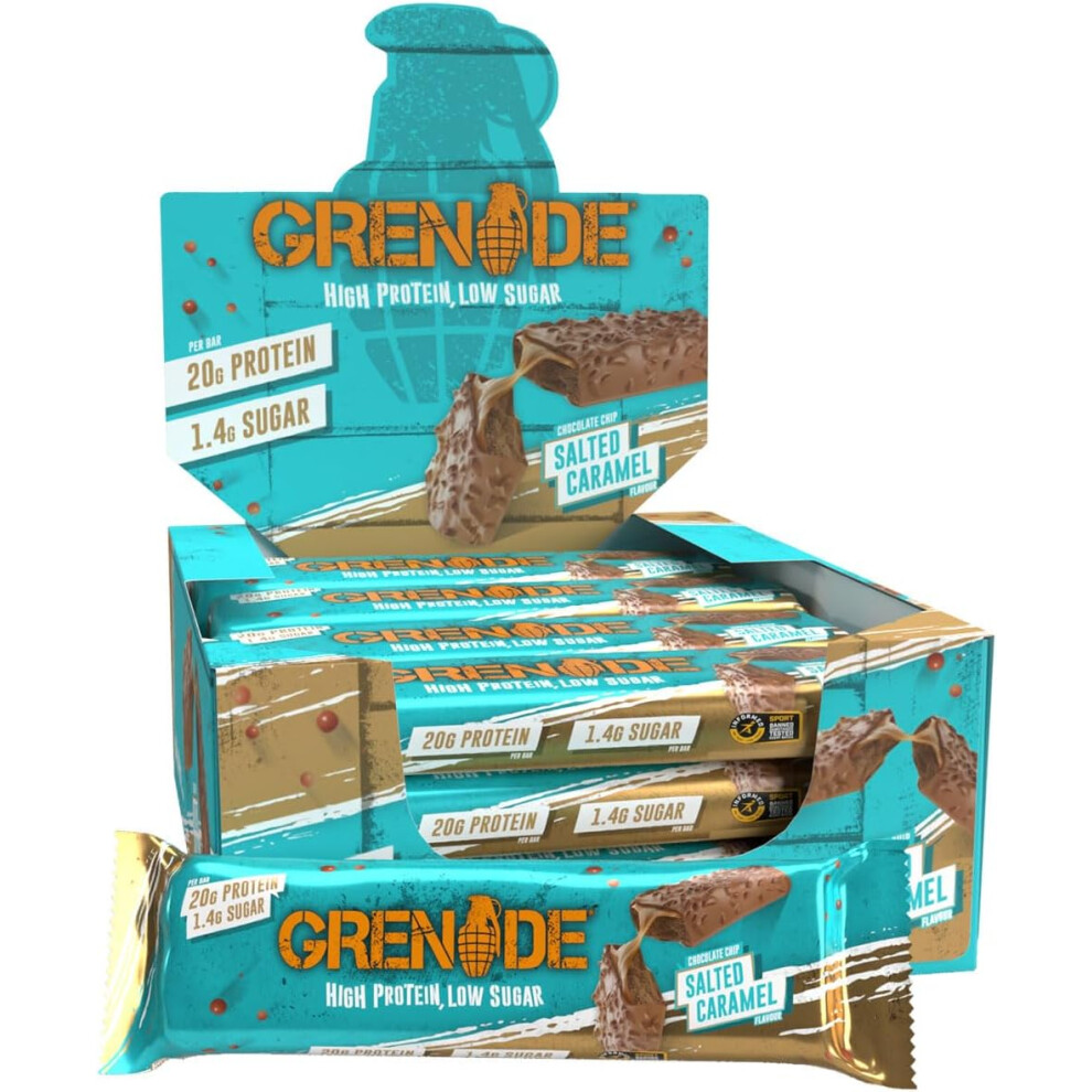 ( Chocolate Chip Salted Caramel, 12 x 60 g) Grenade Selection Box - High Protein, Low Sugar, 12 x 60 g Variety Pack