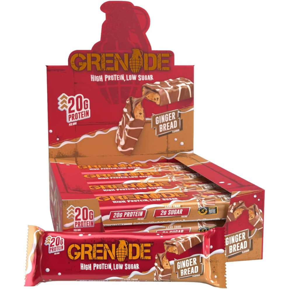 (Gingerbread, 12 x 60 g) Grenade Selection Box - High Protein, Low Sugar, 12 x 60 g Variety Pack