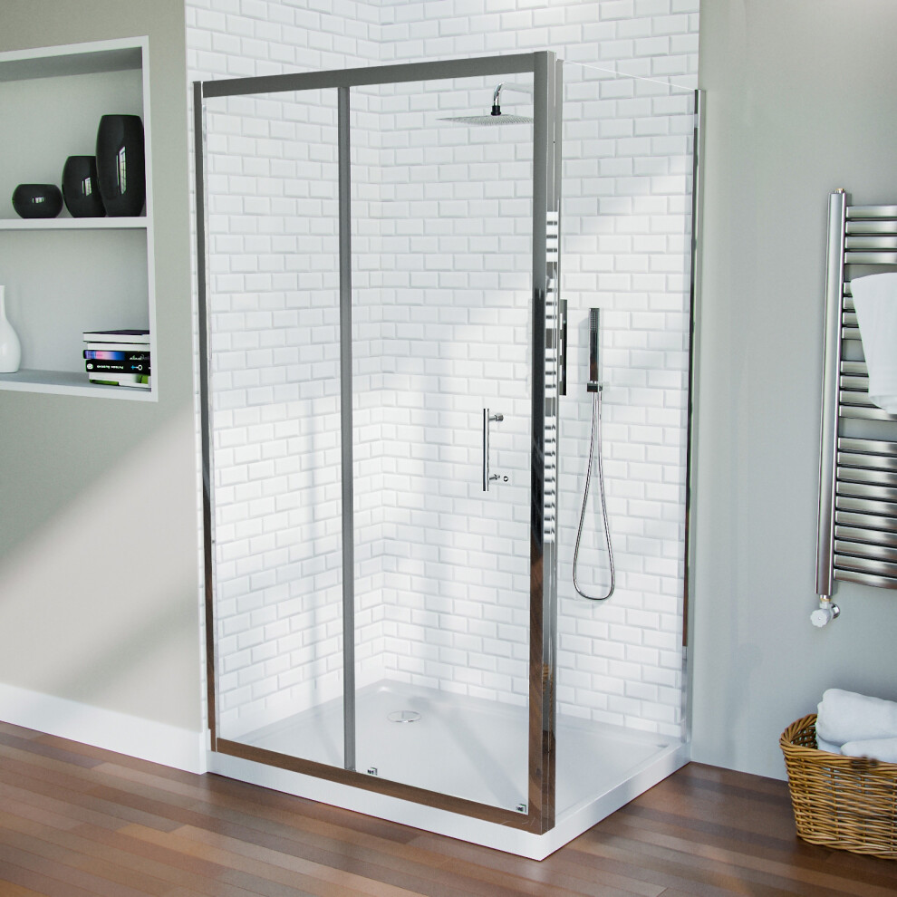 1100 mm Slider Shower Door Enclosure with 800 Framless Glass Panel Screen + Tray