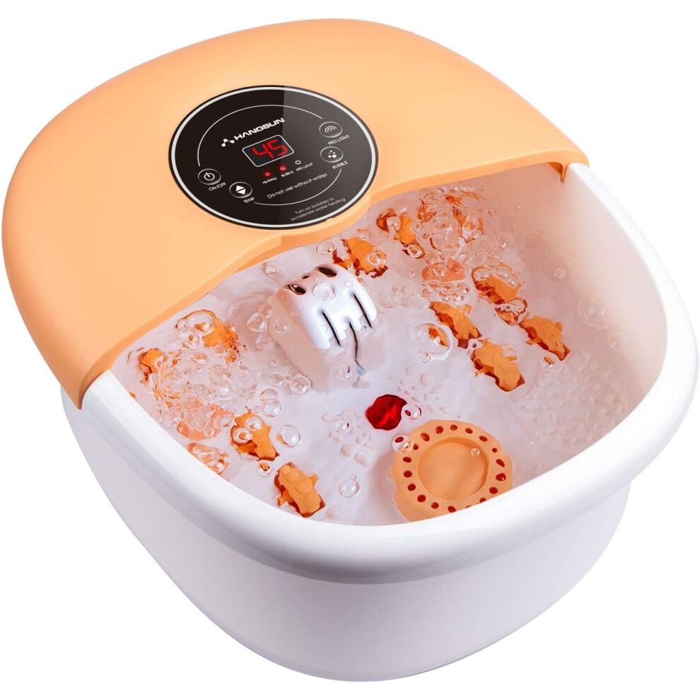 Large Foot Spa Bath Massager with Hot Bubble Massage FM660 Heater Temperature Control, 14 Massage Rollers, 1 Medicine Box, Infrared