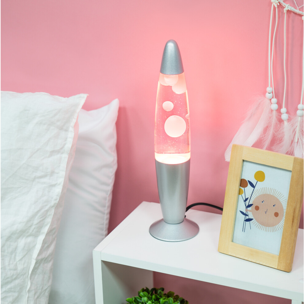 Fizz Creations Pink Retro Lava Lamp. Mood Light. Mains Powered. 33cm Tall.