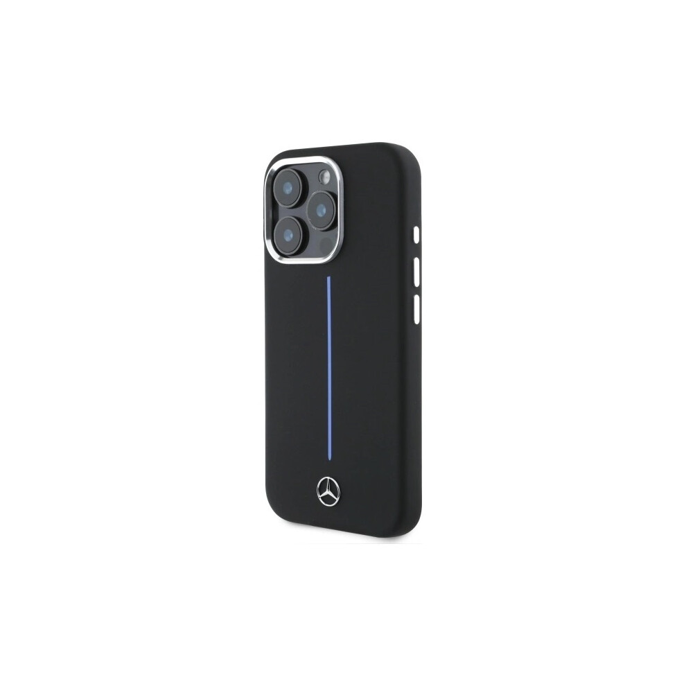 Mercedes Silicone Blue Stripe Case for iPhone 16 Pro Max 6.9" Black