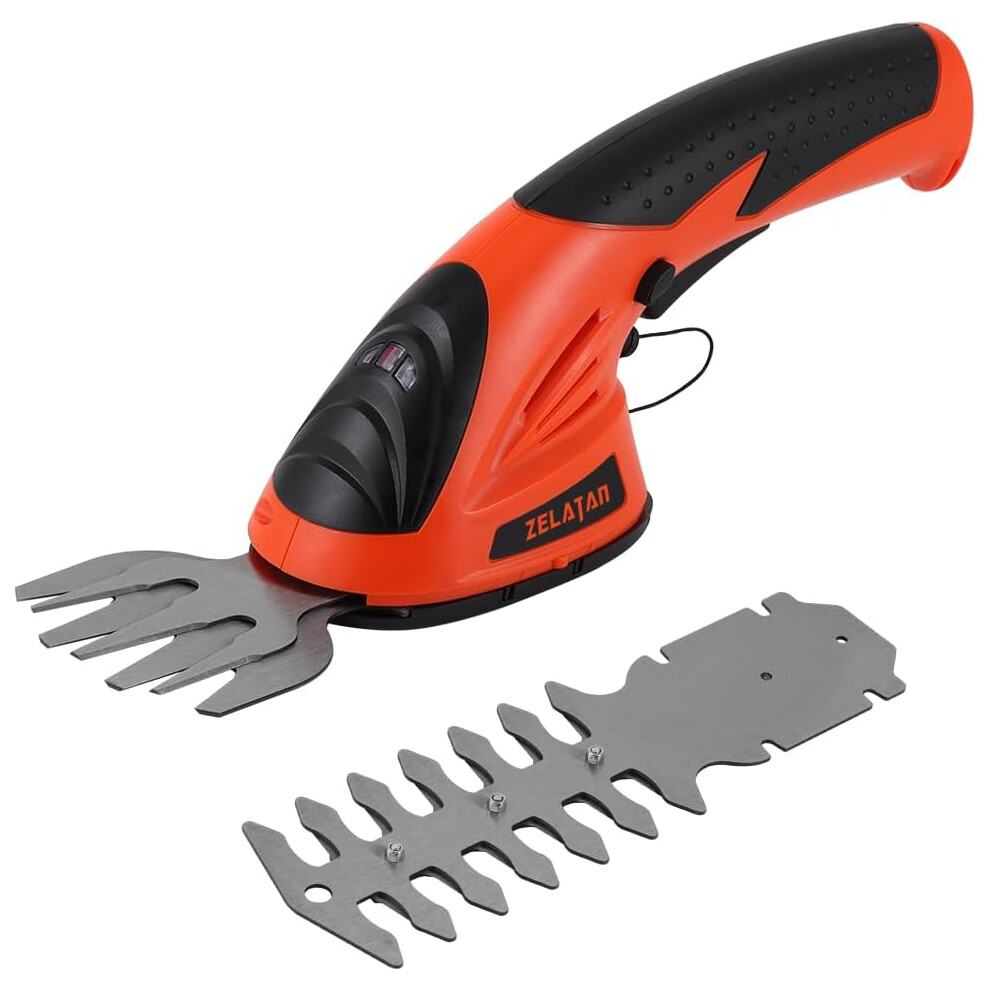 Cordless Grass Shears, 7.2V Electric Lawn Trimmer and Hedge Trimmer with Rechargeable Battery, 2 in 1 Handheld Brush Trimmer/Lawn