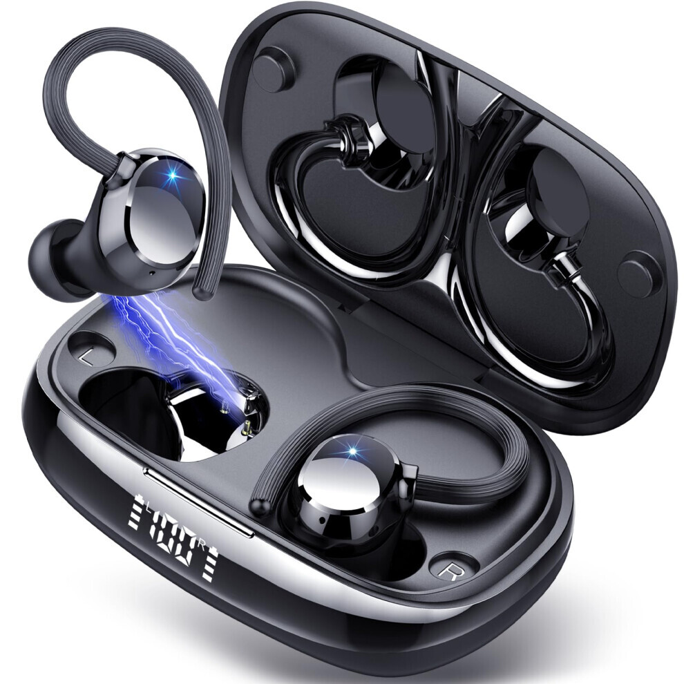 Wireless Earbuds, Bluetooth 5.3 Headphones Deep Bass, 80H Wireless Headphones In Ear With 4 Hd Enc Noise Cancelling Mic, Ear Buds With Earhooks 779747659306