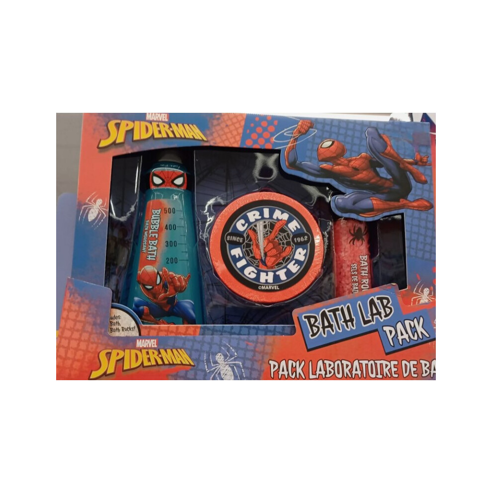 Amazing Spiderman Bath Gift Set Bubble Bath, Bath Rocks And Bath Bomb