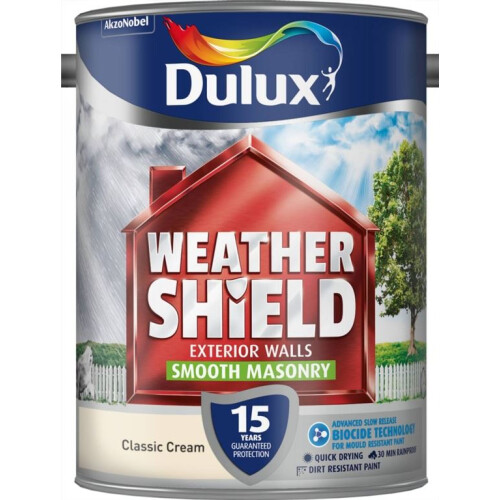 Dulux Dulux - Weathershield Smooth Masonry Paint 5L - Classic Cream