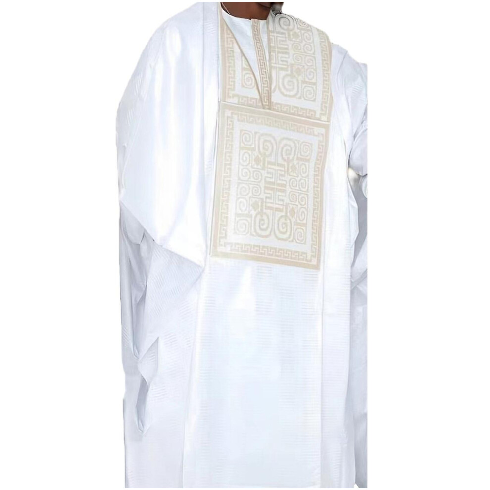 (4XL) Tidoirsa African Clothing For Men As Evening Attire Embroidery White Church Dashiki Kaftan