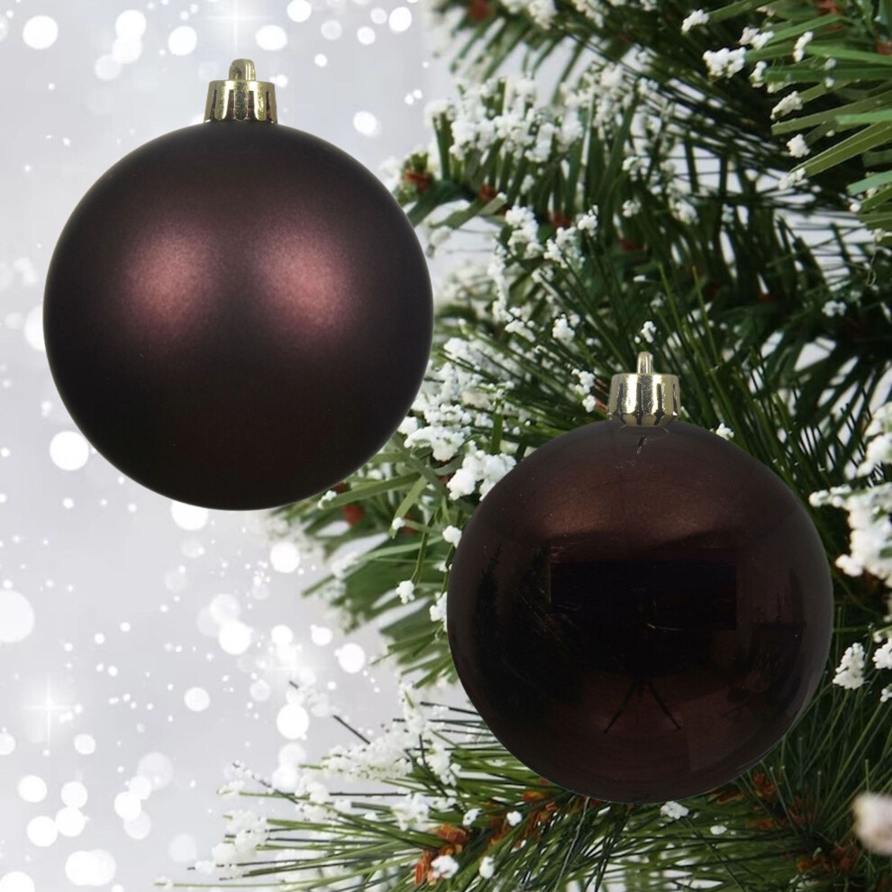 12 Black Truffle Brown Baubles Christmas Tree Decorations Tree 6cm