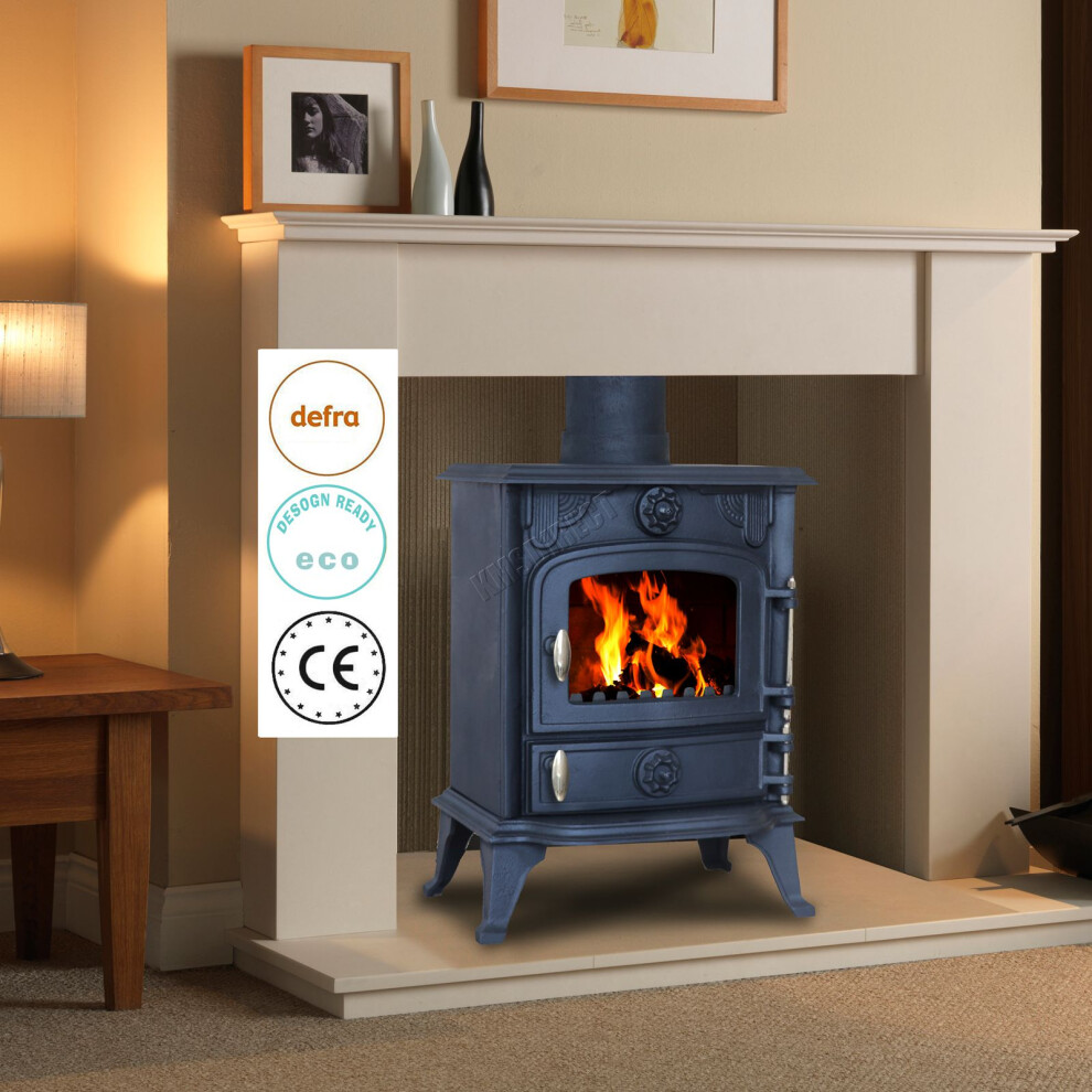 HEATSURE Cast Iron Woodburning Multifuel Stove Fireplace Heat Warm Indoor 5KW