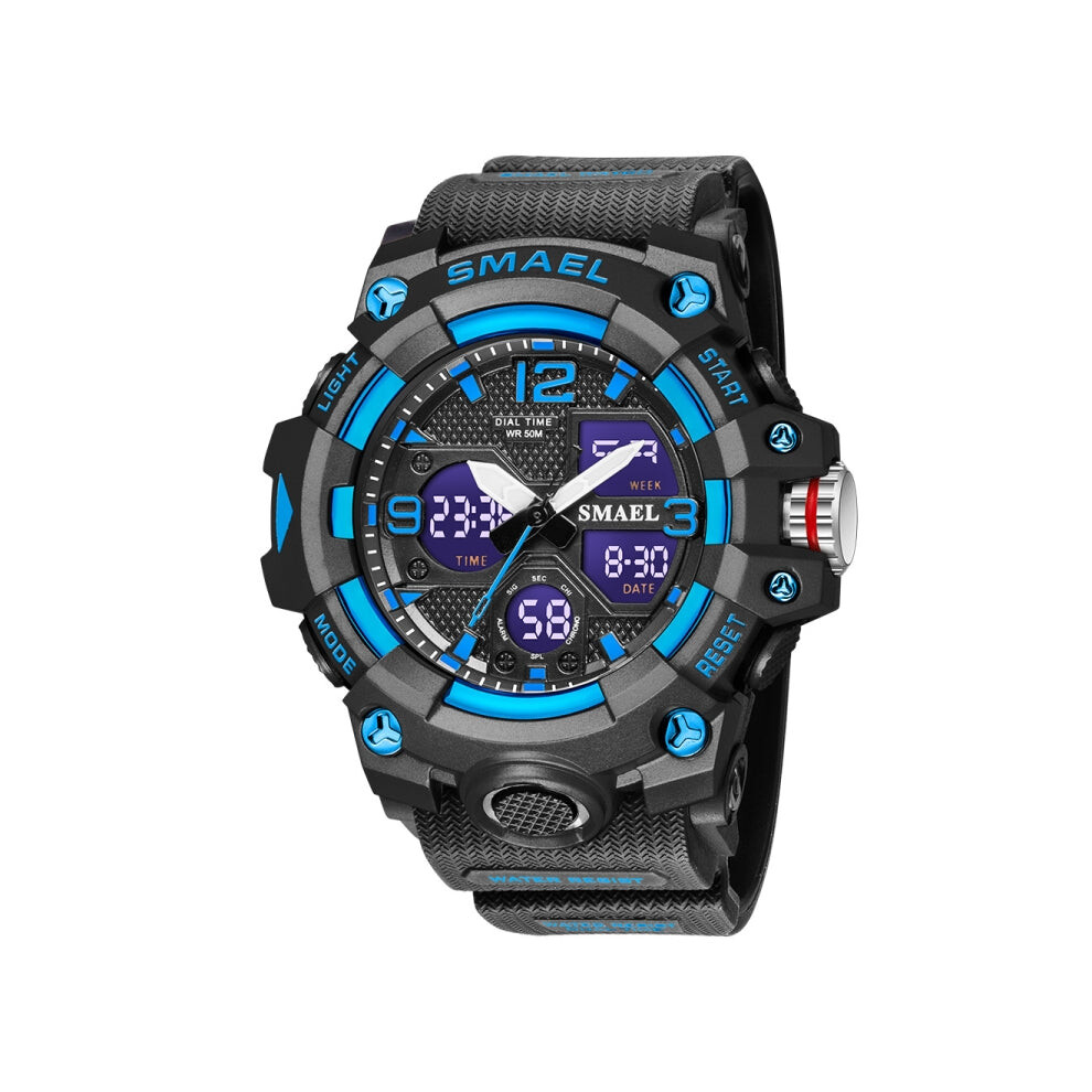 SMAEL 8008 Outdoor Sports Multifunctional Waterproof Luminous Men Watch(Black Blue)