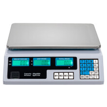 (Silver & White) 40kg/5g Digital Price Computing Vegetable Commercial Retail Weight Scale