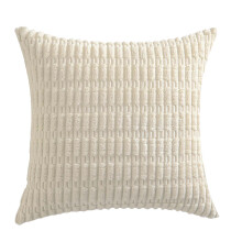 (Cream) 18"x18" Square Soft Filled Cushion with Removable Cushion Covers Sofa Pillow