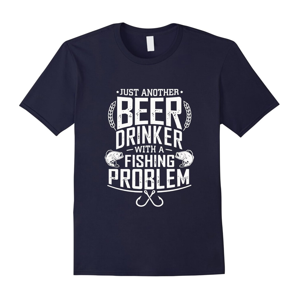 (M) Beer And Fishing T Shirt Gifts For Fisherman-Father's Day