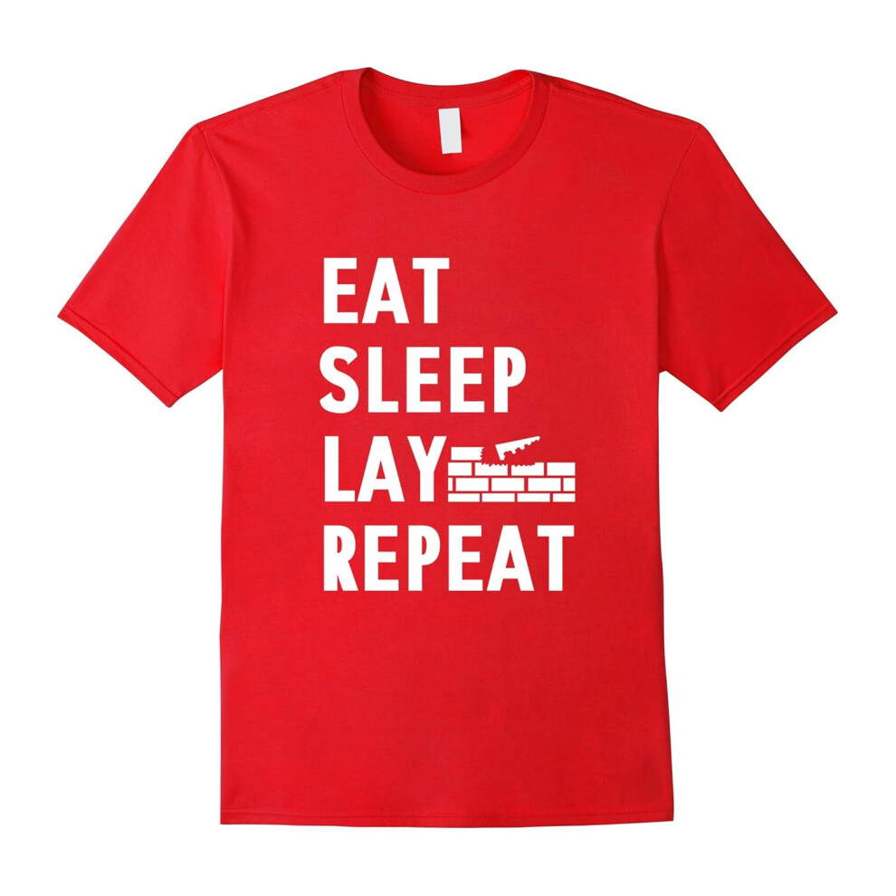 (L) Eat Sleep Lay Repeat Funny Humorous T-shirt Gifts Bricklayer-Father's Day