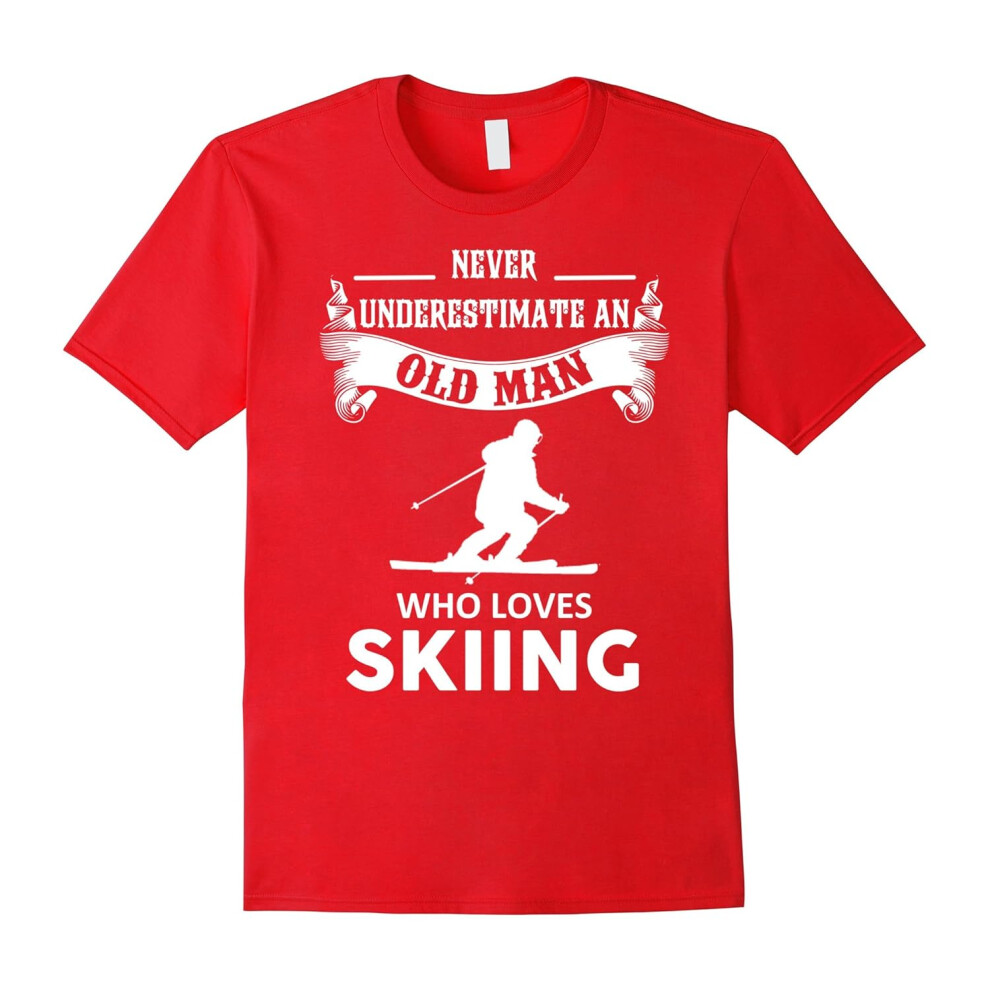 (XL) Skiing Tshirt , Never underestimate an old man who loves sk-Father's Day