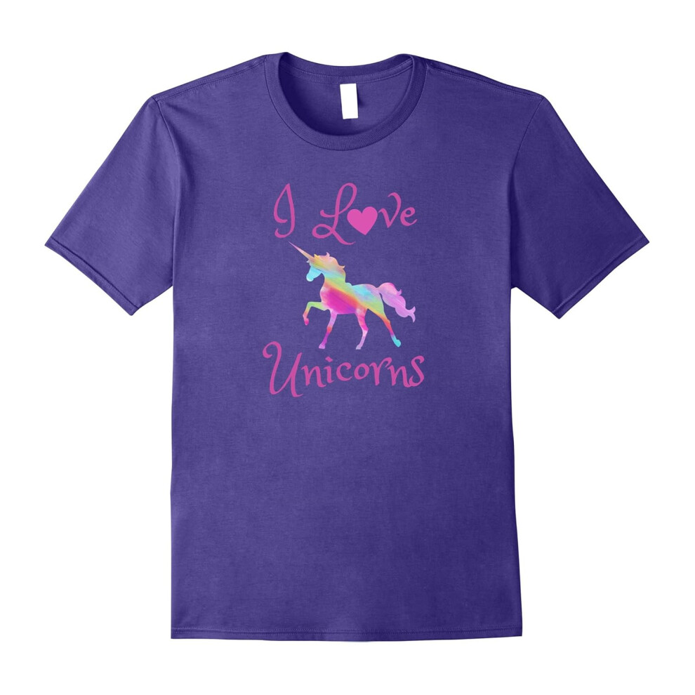 (XXXL) Beautiful Love with heart Unicorns TShirt Women Girls Gift-Father's Day