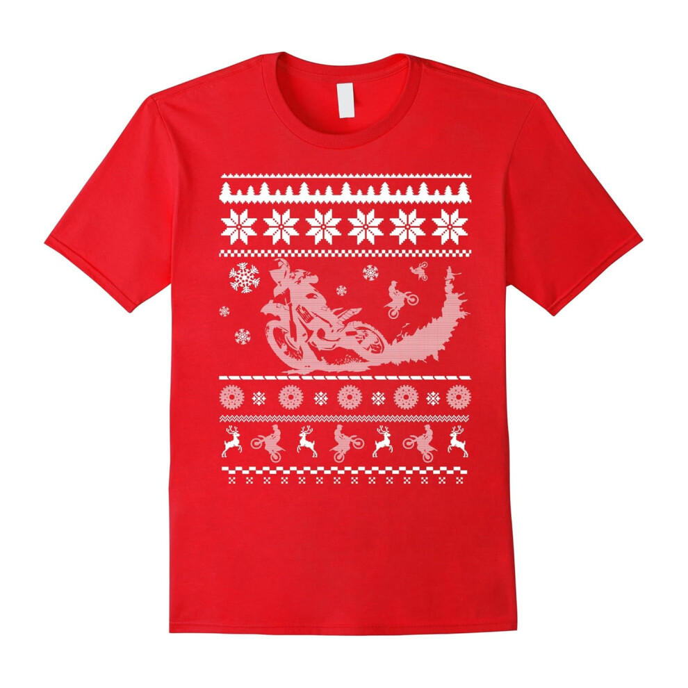 (XXXL) Ugly Christmas Sweater Lover Dirt Bike T-Shirt-Father's Day