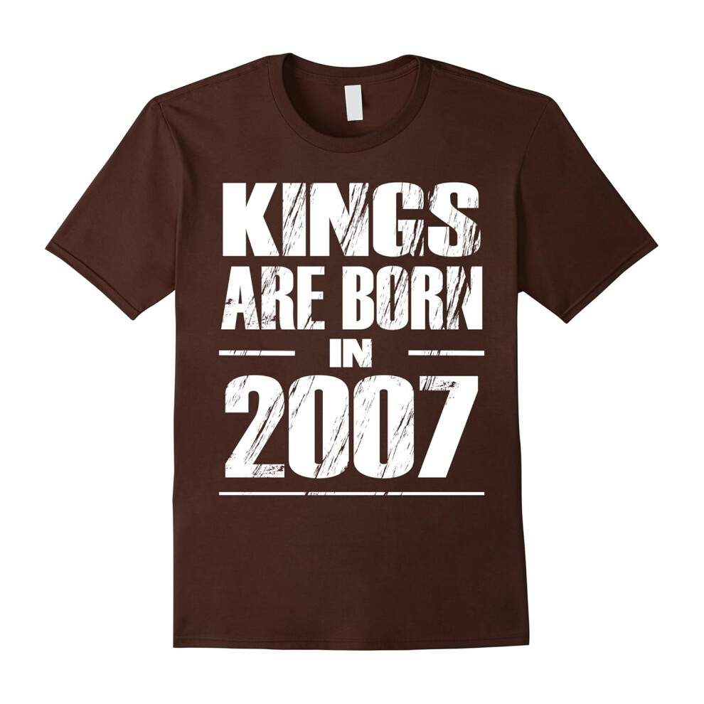 (XXL) Mens Funny Kings Are Born In 2007 shirt 10th Birthday Gifts Tee-Father's Day