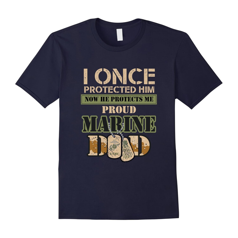 (XL) Men's Proud Marine Dad of his Military Son T-Shirt-Father's Day