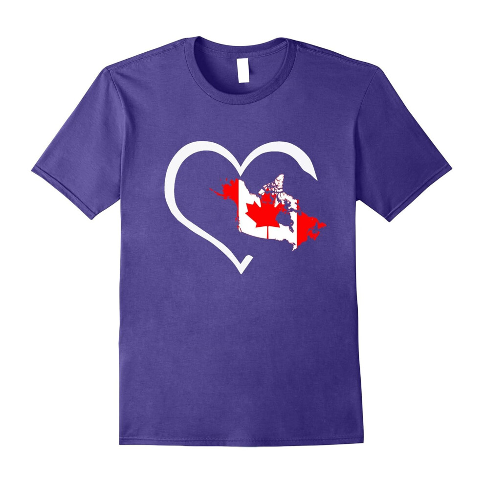 (M) Love Heart Canada Flag Map T Shirt for Canadian Gifts-Father's Day