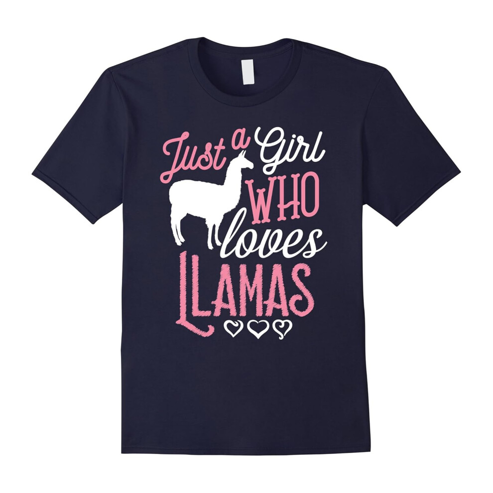 (XL) Llama Shirt Just a Girl Loves Llamas Funny Gift T-Shirt-Father's Day