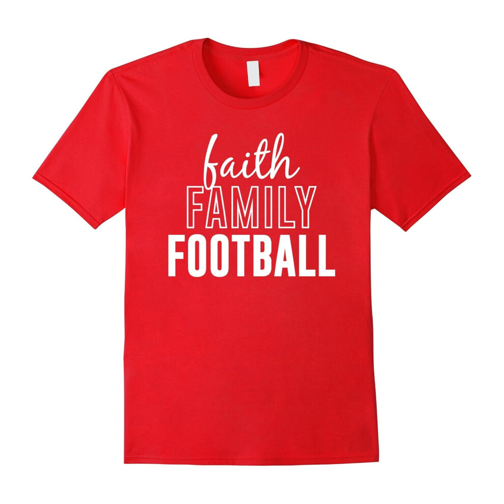 (M) Faith Family Football sports fan fun team tee shirt-Father's Day