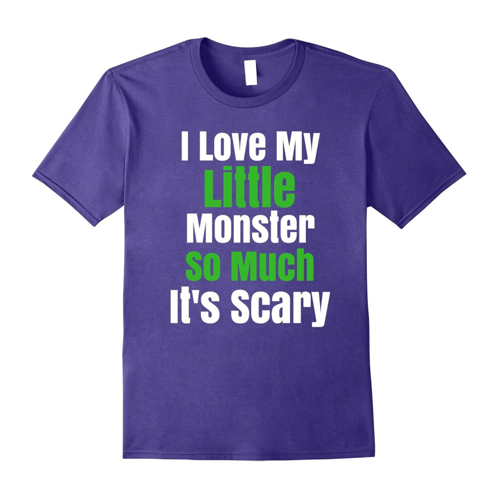 (XXL) I Love My Little Monster Funny Halloween T Shirt-Father's Day