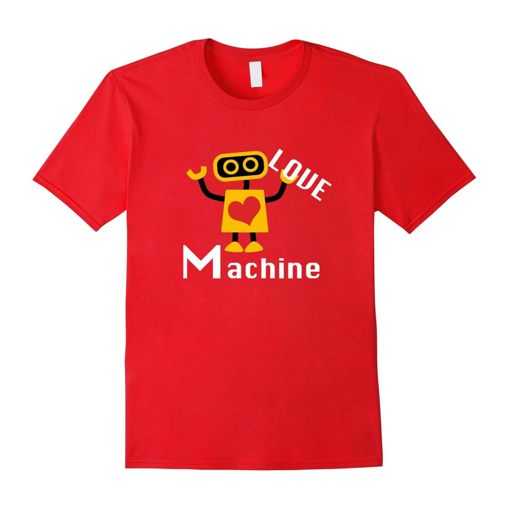 (XL) Cute Valentines Day T Shirt Love Machine Robot Gift for Boys-Father's Day