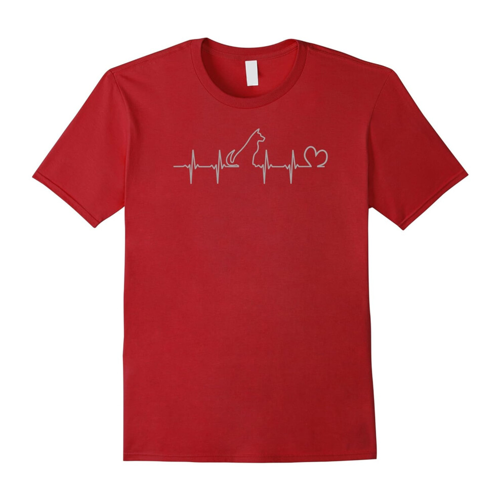 (M) Dog Heartbeat Shirt, Dog Lover Heart Beat Tee Shirt-Father's Day