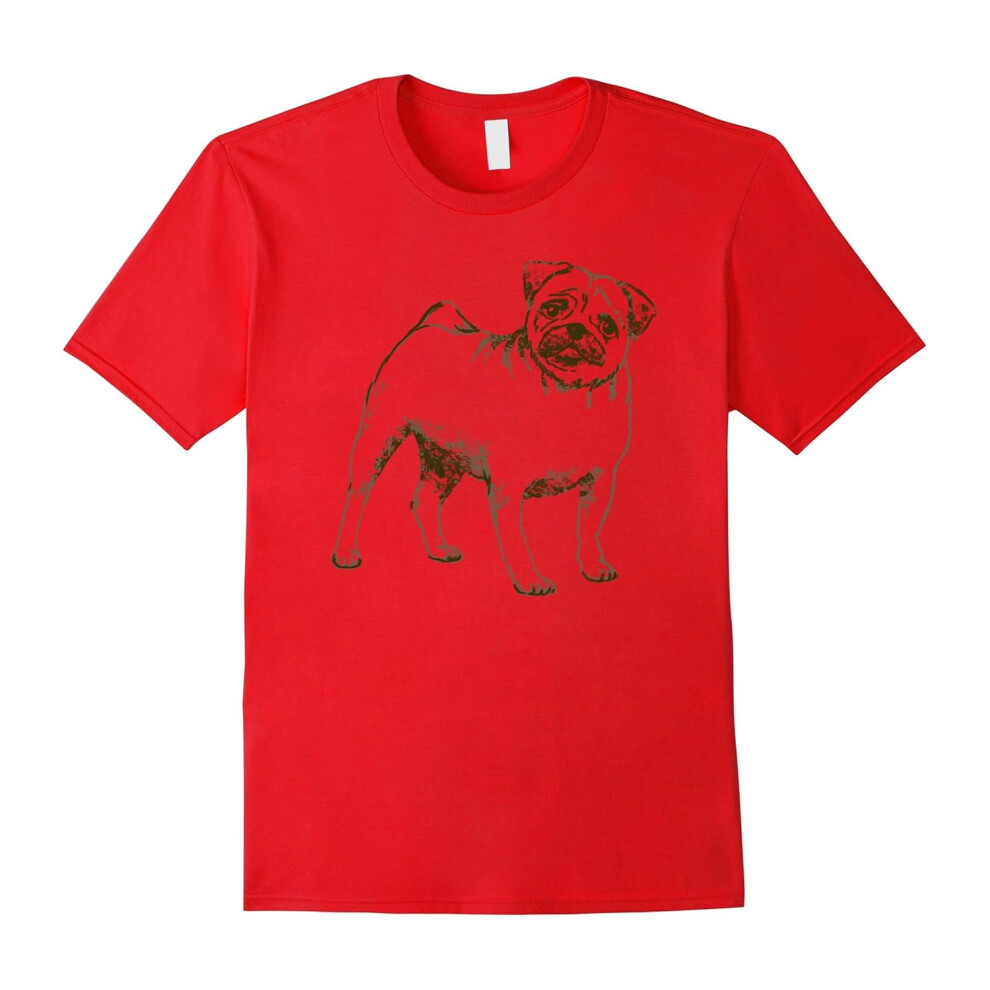 (L) Pug Dog T Shirt I Love Pug-Father's Day