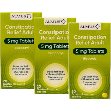 Almus Bisacodyl Constipation Relief 60 Tablets 5mg -same as Dulcolax
