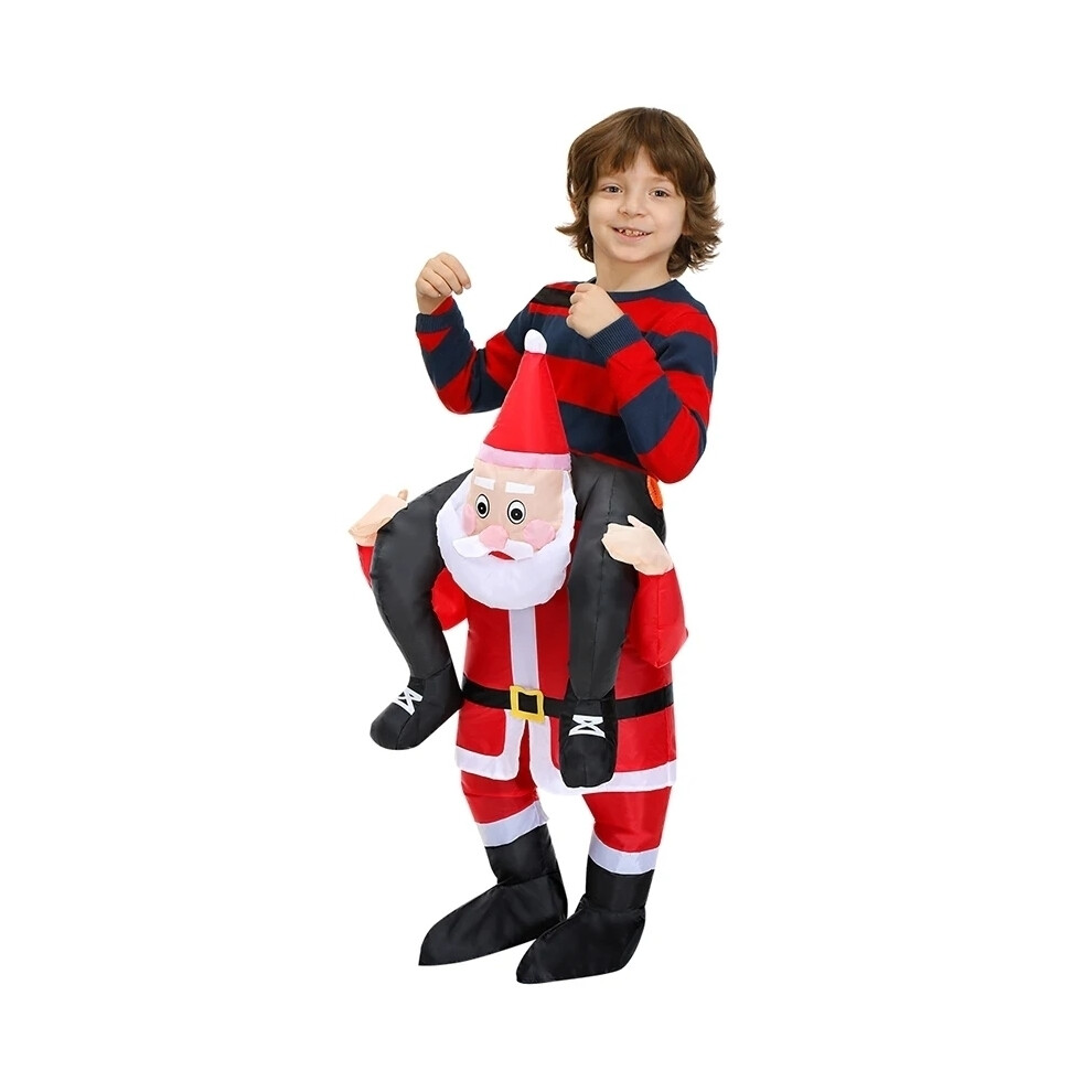 (For Kid(120-140cm), one size) 120-190CM Christmas Santa Claus Adult Inflatable Costume Fancy Funny Cosplay Clothing Performance Festival Carnival Par