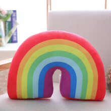 (Red) Sofa Rainbow Cushion Decor Rainbow Shaped Pillow Soft Plush Cushion Kids Gift