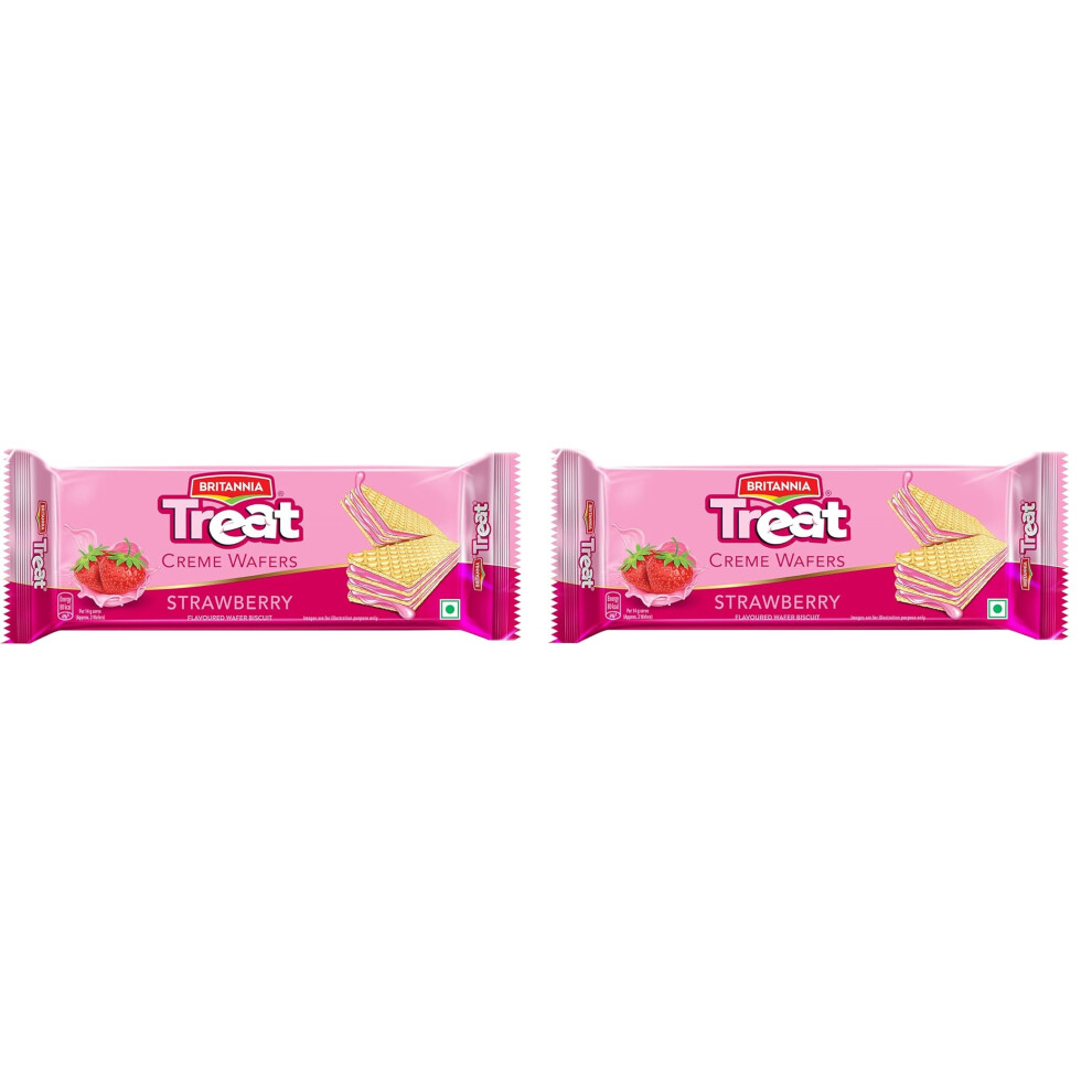 (Pack of 2) Britannia Treat Wafer Strawberry 150g-Crispy Snack