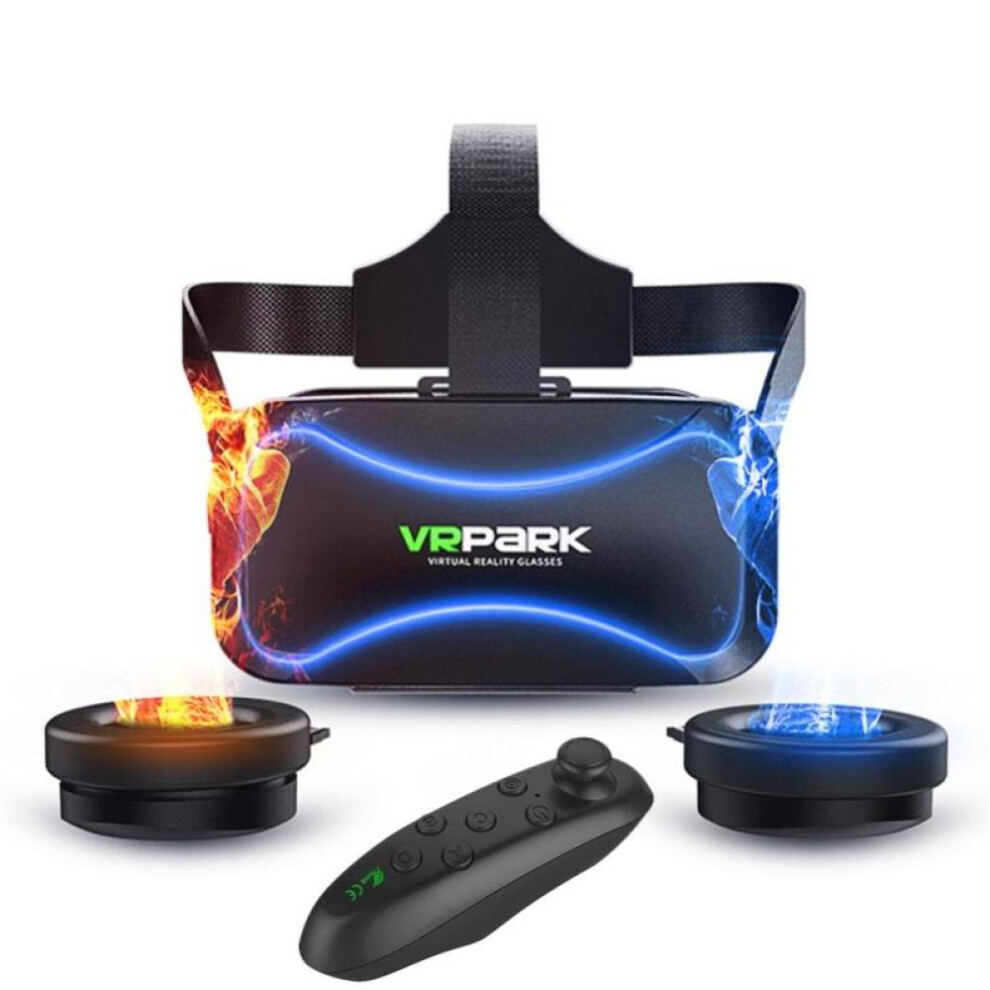 3D VR Glasses Virtual Reality Headset Bass Stereo Surround Headphone Games Movie VR Headset Wide Angle for  4.5-6.7 Inches Smartphones  Remote Gamepad