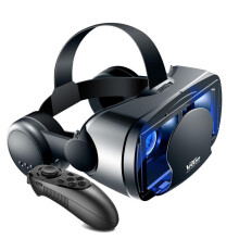 (052, Black) 3D VR Smart Glasses Headset Virtual Reality Helmet Smartphone Full Screen Vision Wide Angle Lens with Controller Headset 7 Inch