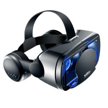 (stand, Black) 3D VR Smart Glasses Headset Virtual Reality Helmet Smartphone Full Screen Vision Wide Angle Lens with Controller Headset 7 Inch