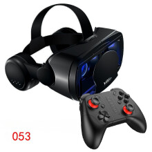 (053, Black) 3D VR Smart Glasses Headset Virtual Reality Helmet Smartphone Full Screen Vision Wide Angle Lens with Controller Headset 7 Inch