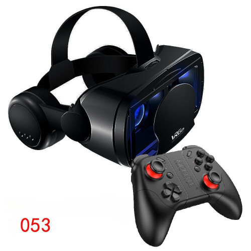 (053, Black) 3D VR Smart Glasses Headset Virtual Reality Helmet Smartphone Full Screen Vision Wide Angle Lens with Controller Headset 7 Inch
