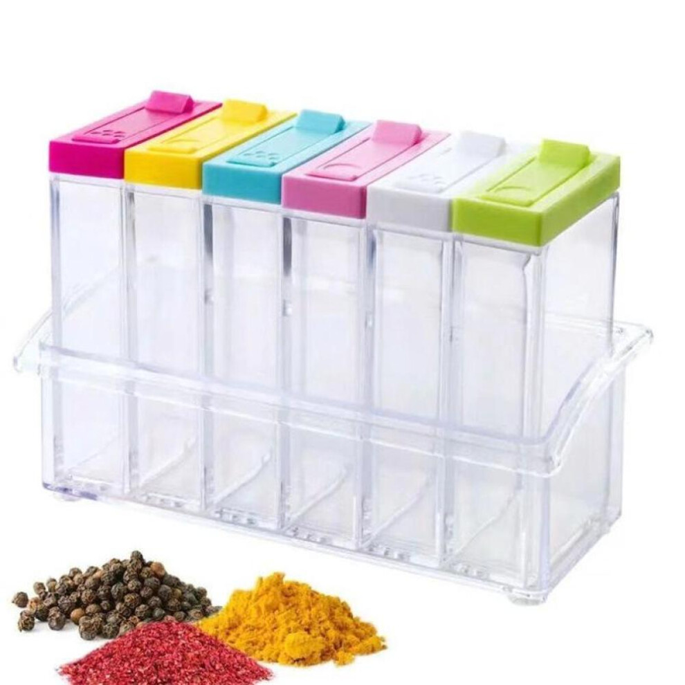 Transparent Spice Jar Set Salt and Pepper Seasoning Bottle Colorful Lid Kitchen Condiment Storage Container Shaker Bottles