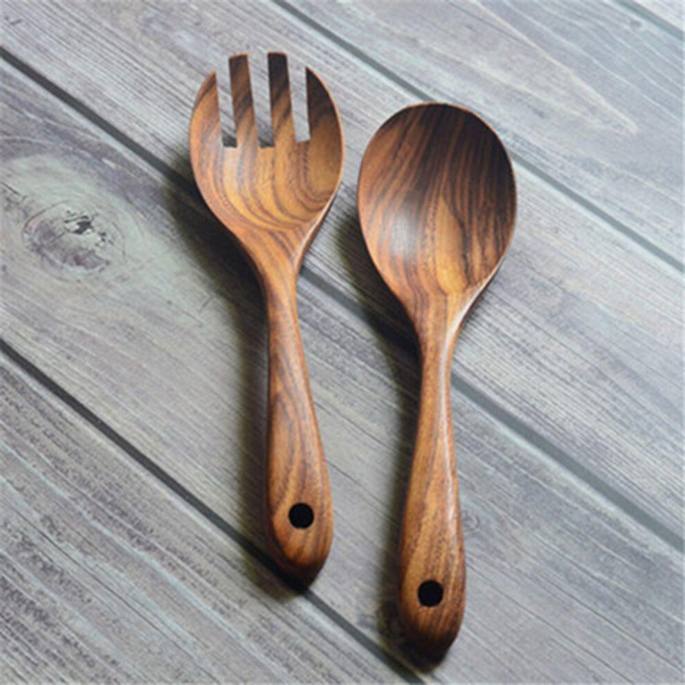 Accessories Cooking Cutlery Salad Dinner Natural Serving Fork Tableware Large Spoons Wooden Spoon