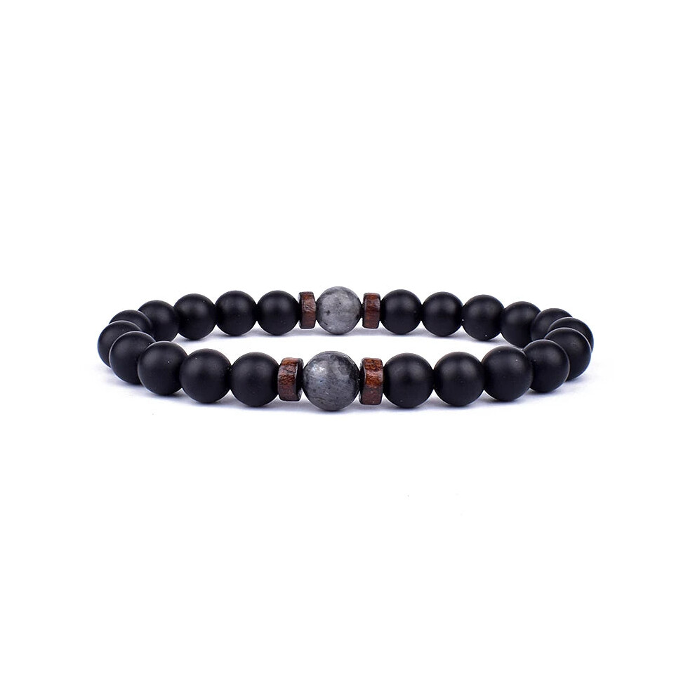 Men's Bracelets (M-19Cm, L) Volcanic Stone Bracelet For Mens Lava Wooden 8Mm Beads Bracelet
