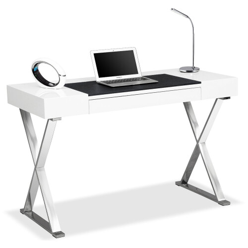Centurion Supports ADONIS Gloss White and Chrome Ergonomic Home Office Luxury Computer Desk 1