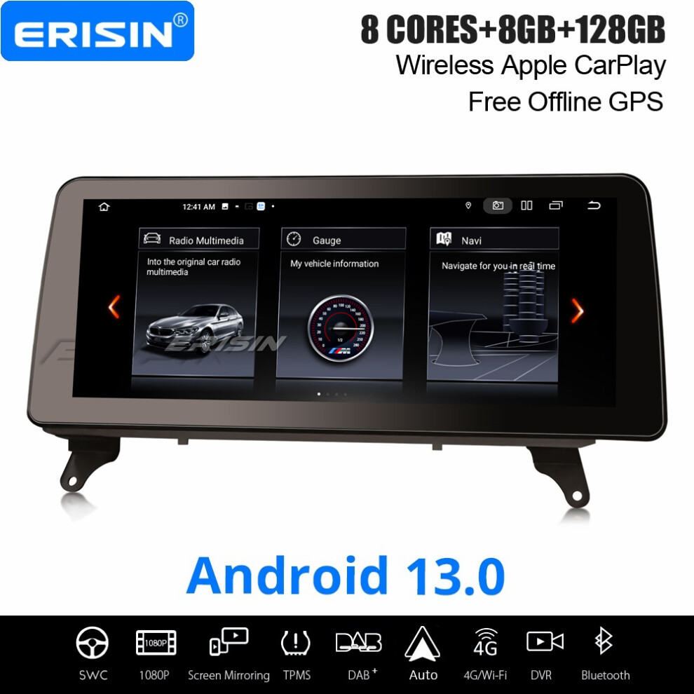 12.3" Ips 8-Core Android 13 Dab+ Car Stereo For Bmw X5 E70 X6 E71 Cic Satnav Carplay Android Auto Wifi 8Gb+128Gb 737655237870