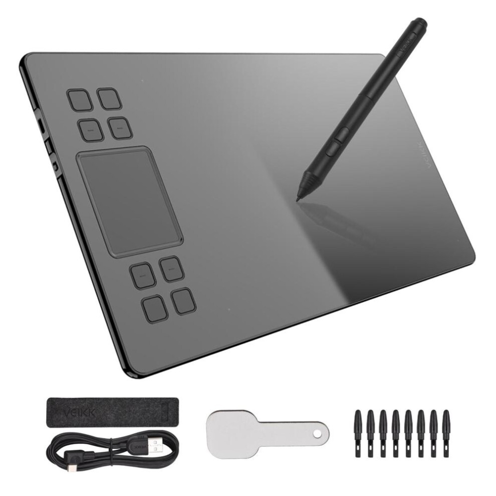 VEIKK A50 Graphics Drawing Tablet 10 x 6 Inch Large Active Area 8 Express Keys & Gesture Touch-Pad