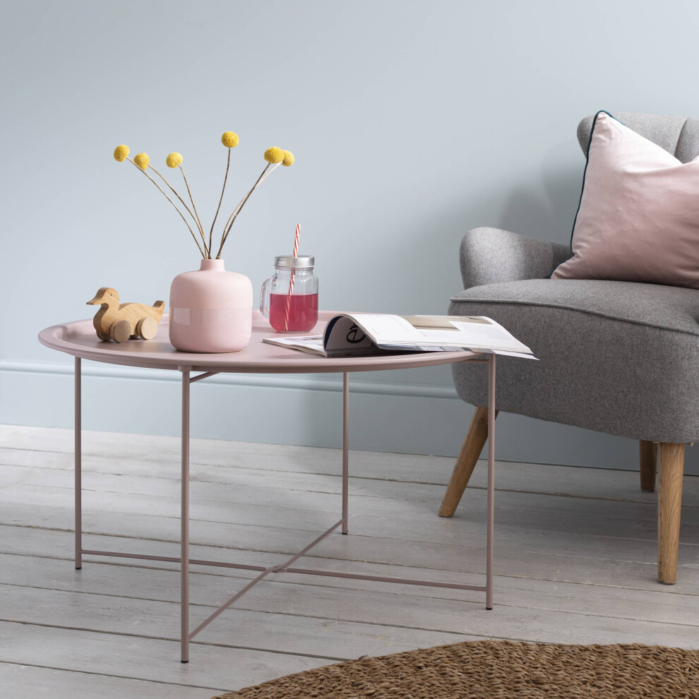 (Bjarni Coffee Table Metal Side Table in Blush Pink	) Bjarni Coffee Table Metal Side Table