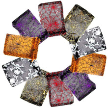 100Pcs Halloween Candy Bags, Drawstrings Gift Bags, Spider Web Skull Cookies Bags Goody Bags Trick Treat Bags for Halloween Party Supplies