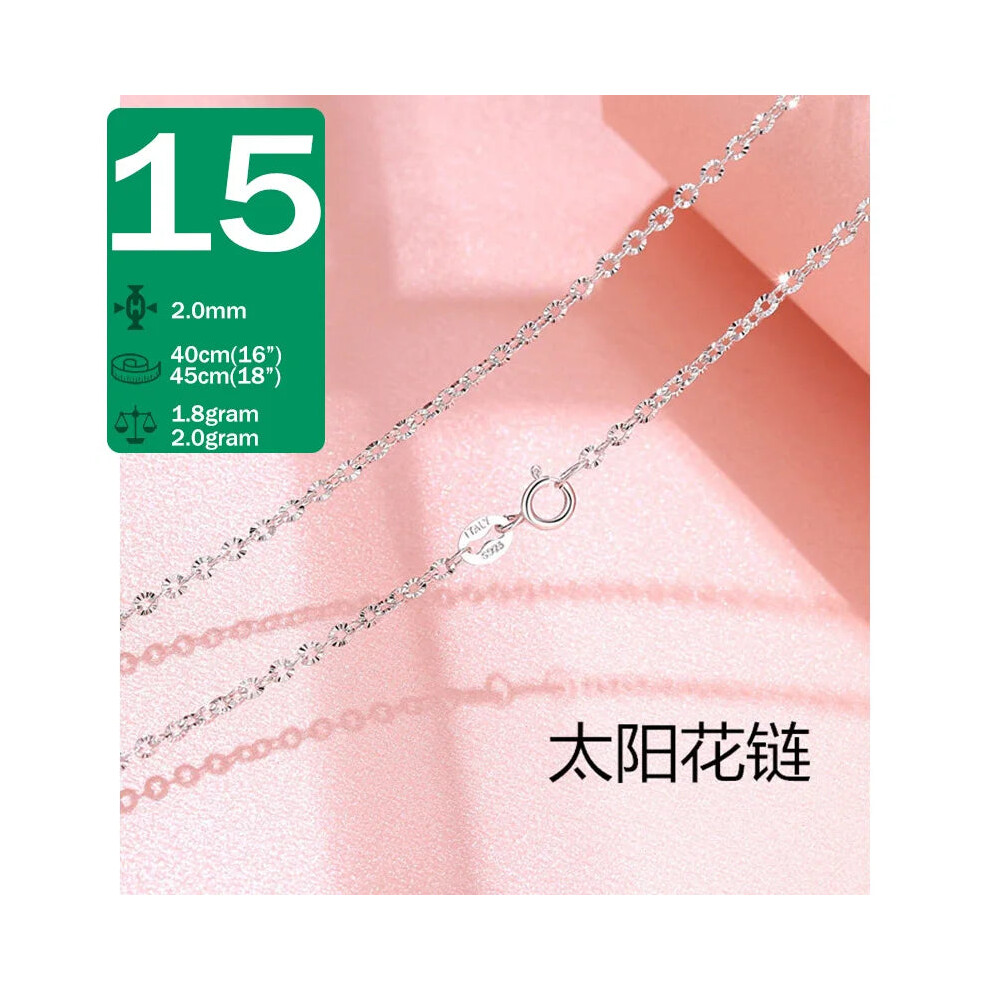 (Style 15, 45cm) 925 Sterling Silver Necklace Water Wave Chain Womens Necklace